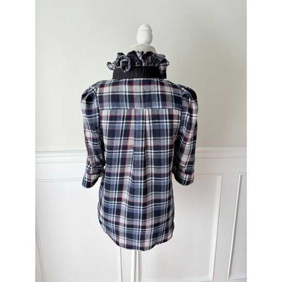 KMJ Kate McHale Jensen One of A Kind Ruffle Neck Flannel Blouse S - Picture 4 of 5